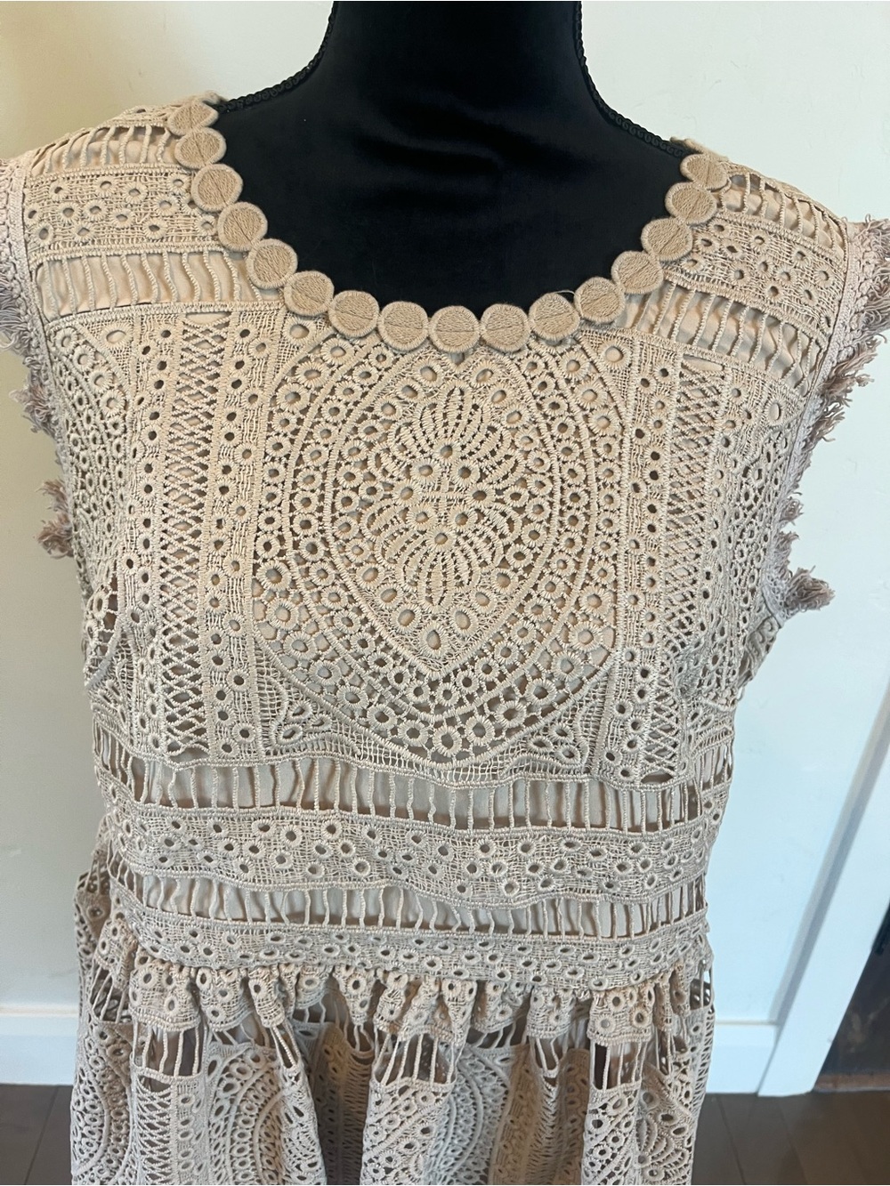 ModCloth Geode Crochet Midi Dress in Soft Beige 2X EUC - Picture 2 of 6